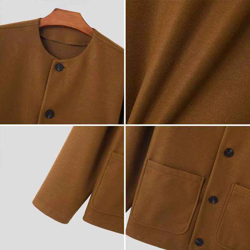 Arthur Relaxed Fit Jacket | Collarless Button Front Jacket