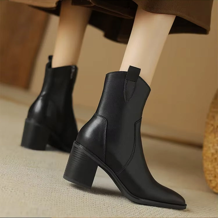 Isla Fitted Ankle Boots | Pointed Toe Block Heel Boots