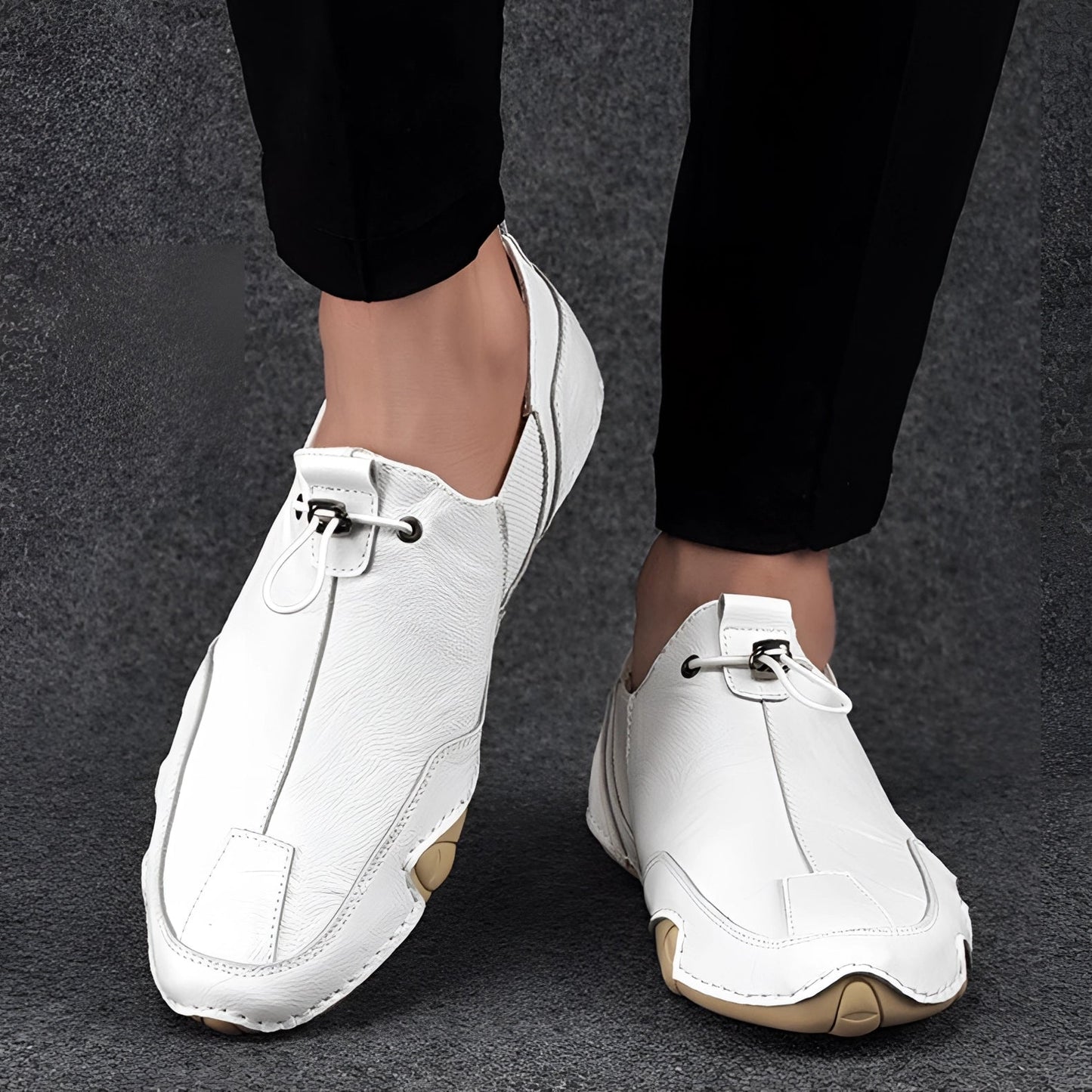 Men’s Slip-On Loafers – Flexible Fit – Breathable Mesh – Bungee Cord Closure