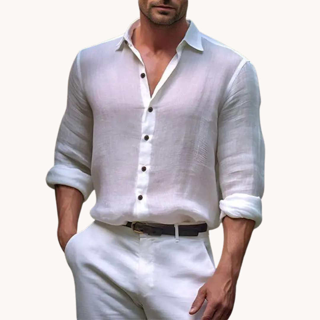 Men’s Button-Down Shirt – Tailored Fit – Long Sleeve – Breathable Cotton