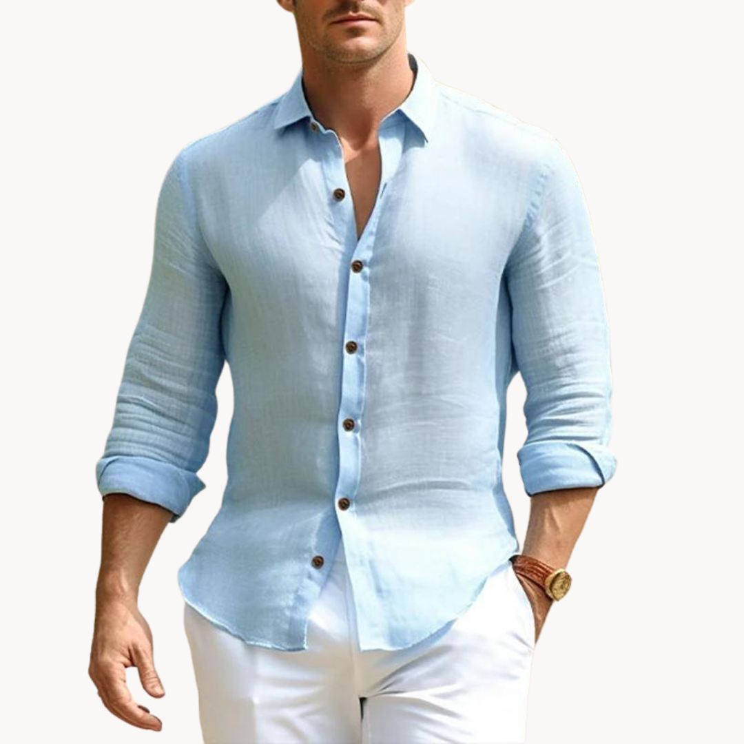 Men’s Button-Down Shirt – Tailored Fit – Long Sleeve – Breathable Cotton