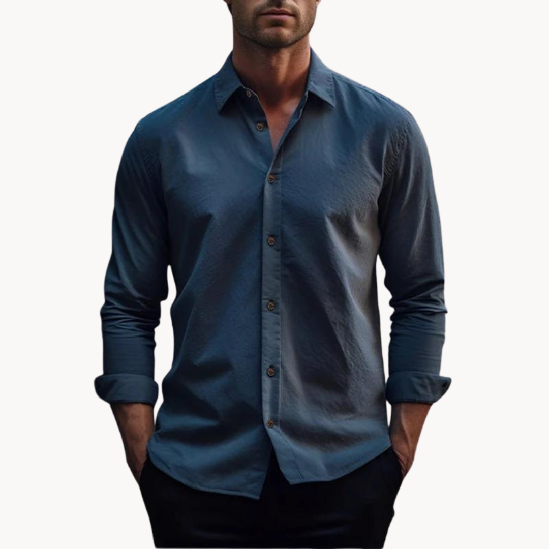 Men’s Button-Down Shirt – Tailored Fit – Long Sleeve – Breathable Cotton