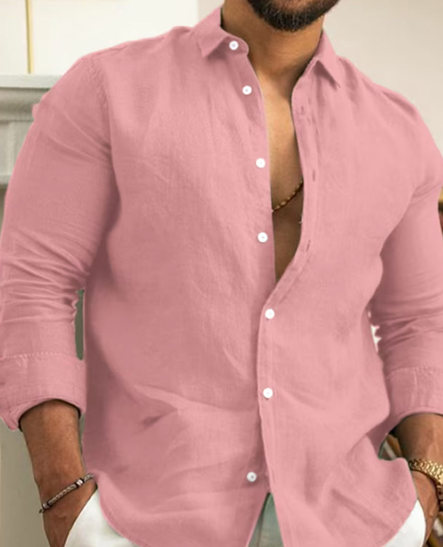 Men’s Slim Fit Shirt – Natural Fibers – Button-Down – Long Sleeve Tailored Casual