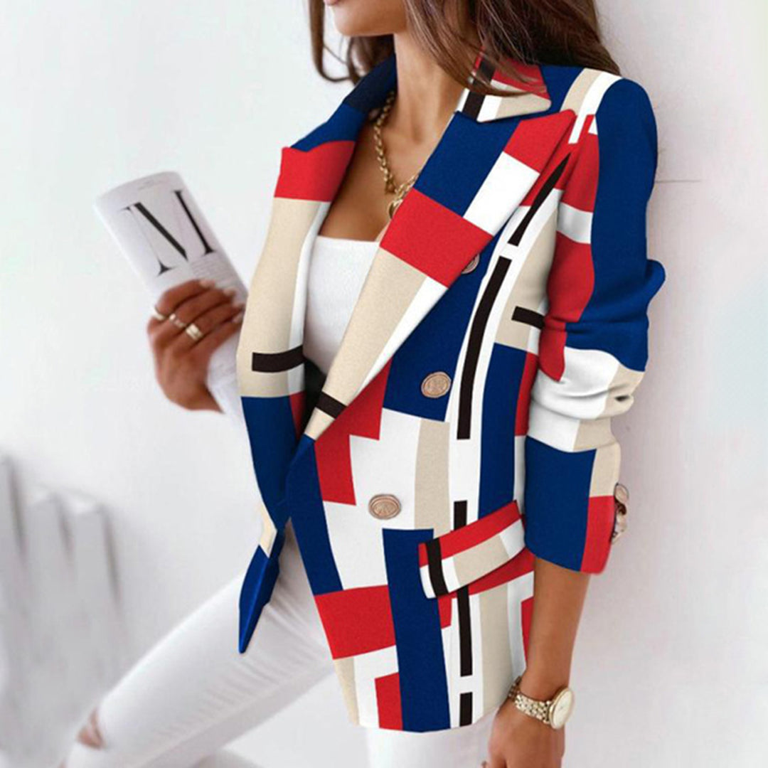 Women’s Blazer – Tailored Fit – Wool Blend – Double-Breasted Plaid – Structured Design