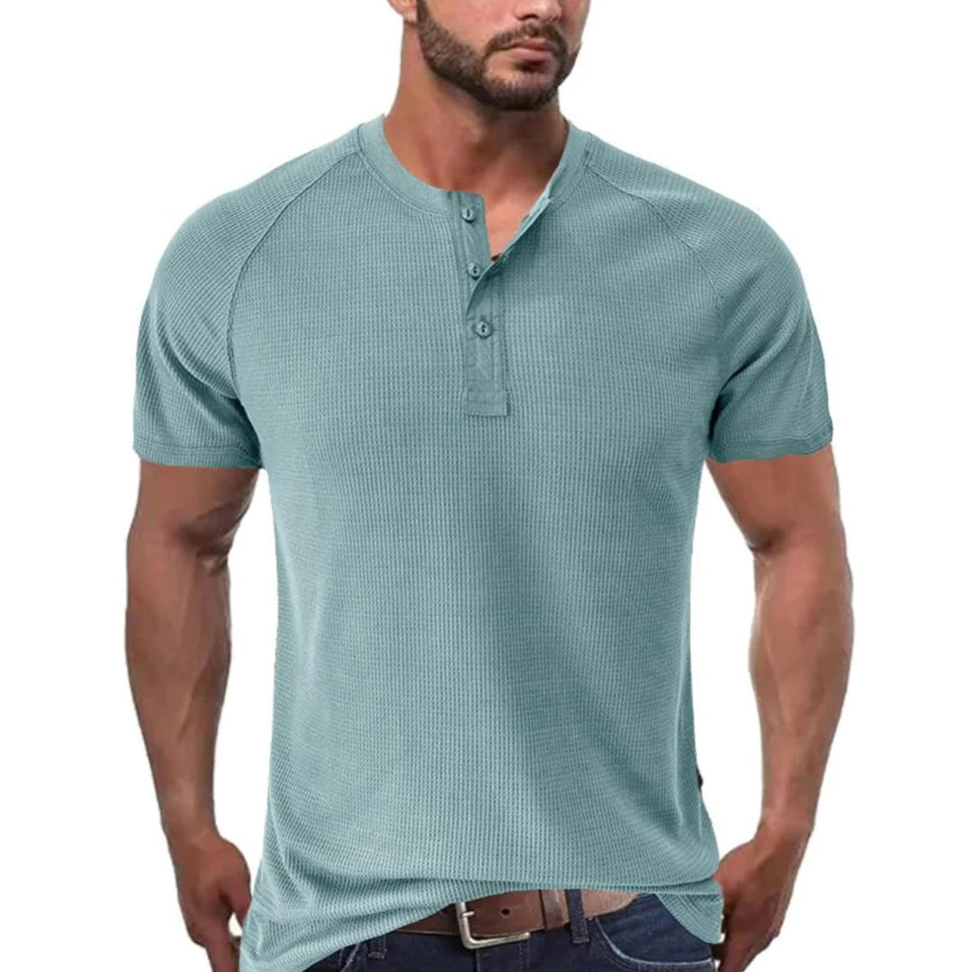 Men’s Henley Shirt – Slim Fit – Soft Knit – Short Sleeve – Breathable Casual Wear