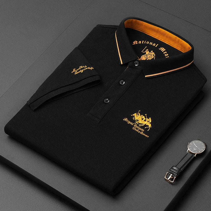 Men’s Polo Shirt – Soft Knit – Regular Fit – Embroidered Chest – Button Placket