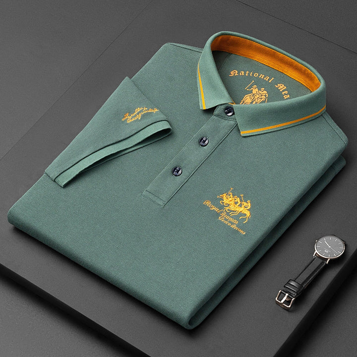 Men’s Polo Shirt – Soft Knit – Regular Fit – Embroidered Chest – Button Placket
