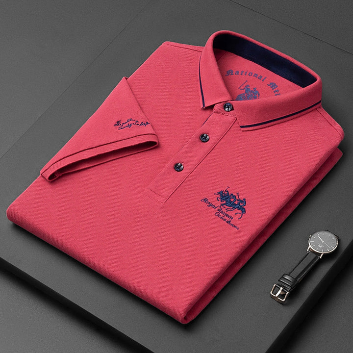 Men’s Polo Shirt – Soft Knit – Regular Fit – Embroidered Chest – Button Placket
