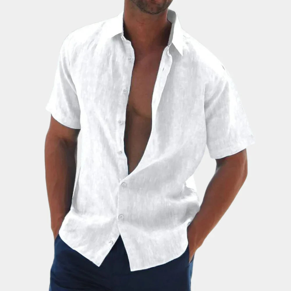 Men’s Short Sleeve Shirt – Relaxed Fit – Breathable Blend – Button-Down Casual Style
