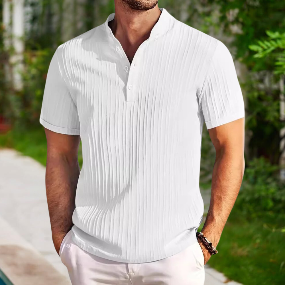 Men’s Polo Shirt – Breathable Blend – Standard Fit – Textured Short Sleeve Casual Wear
