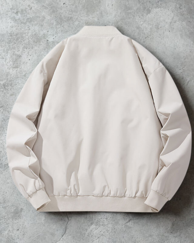 Men’s Bomber Jacket - Woven Fabric - Relaxed Fit - Ribbed Collar and Cuffs