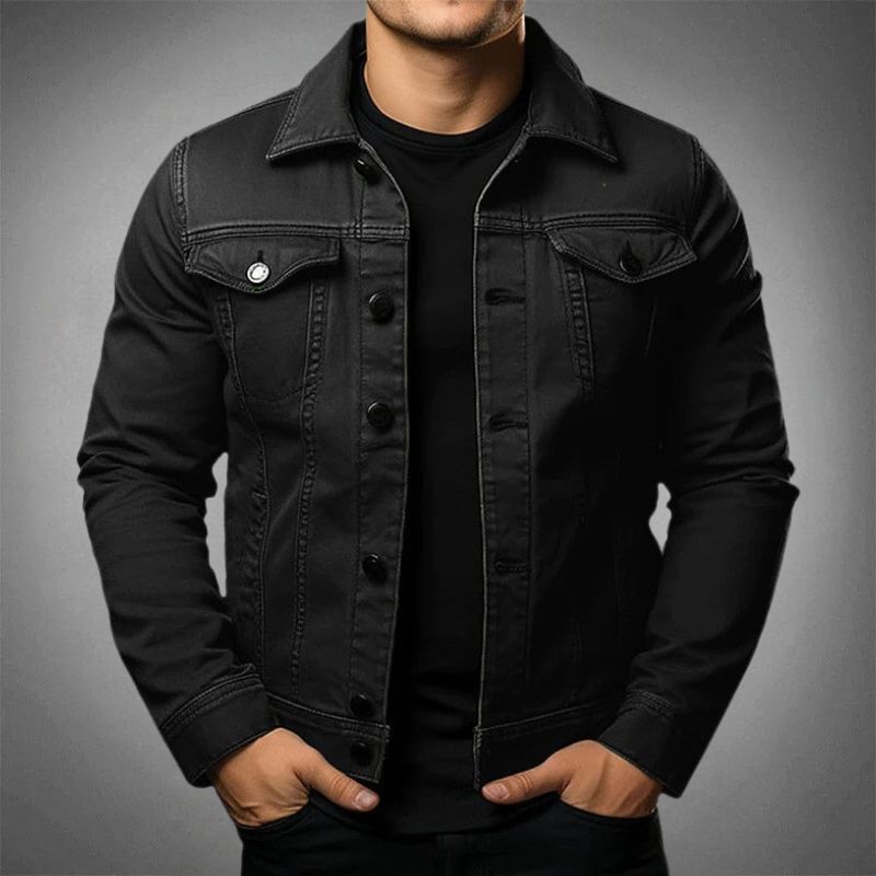 Men’s Denim Jacket – Slim Fit – Button-Up Front – Structured Casual Outerwear