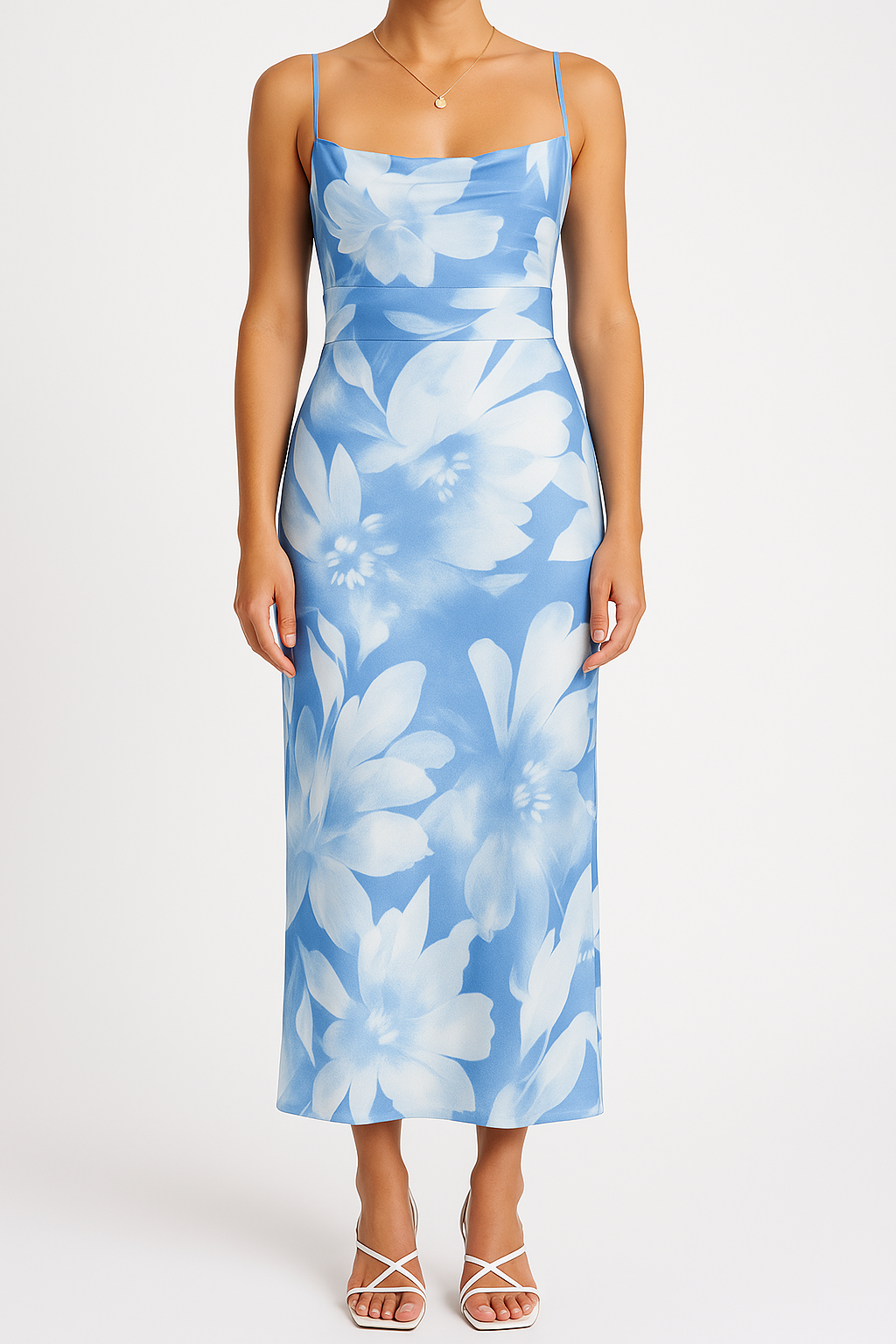 Women’s Bodycon Dress – Slim Fit – Spaghetti Straps – Floral Print – Full Length