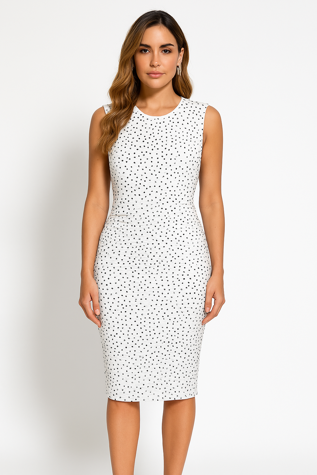 Women’s Sleeveless Dress – Slim Fit – Sequin Embellished – Knee Length – Back Slit