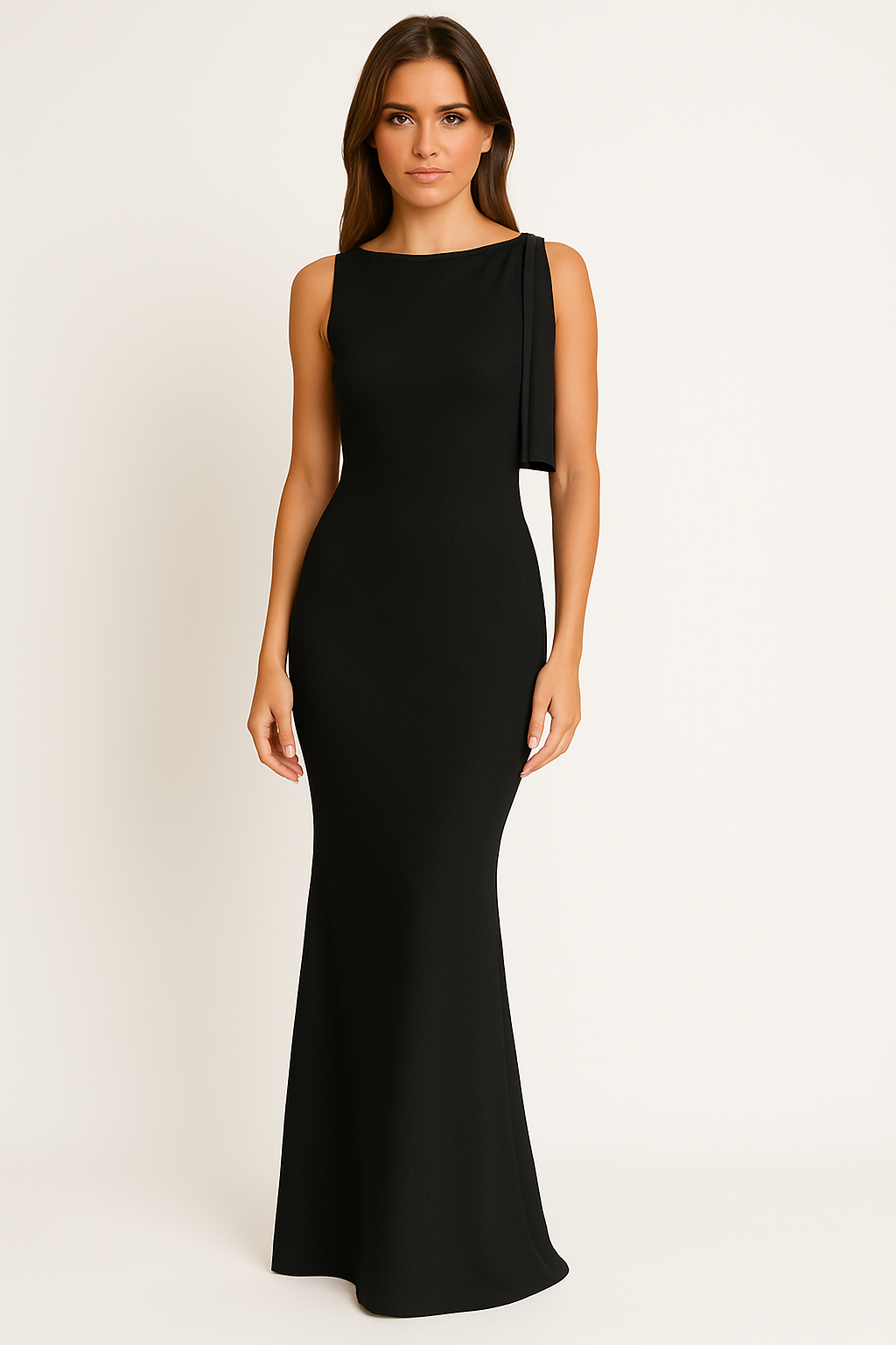 Women’s One-Shoulder Dress – Slim Fit – Satin Finish – Floor-Length Formal Gown