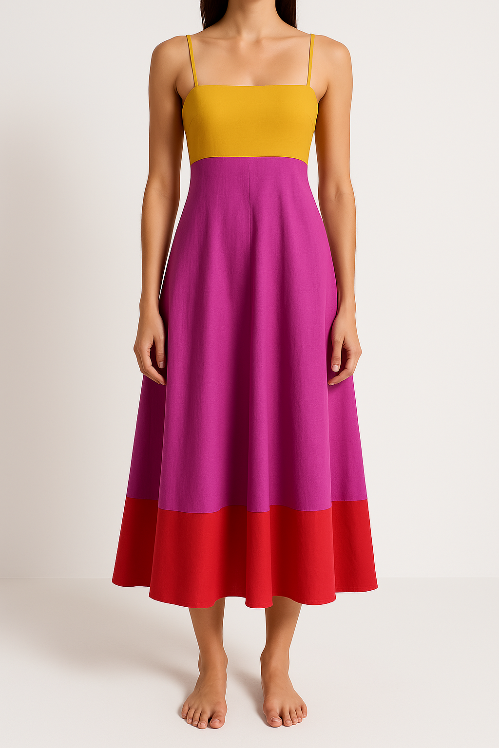 Women’s Sundress – Cotton Blend – A-Line Fit – Spaghetti Straps – Midi Length