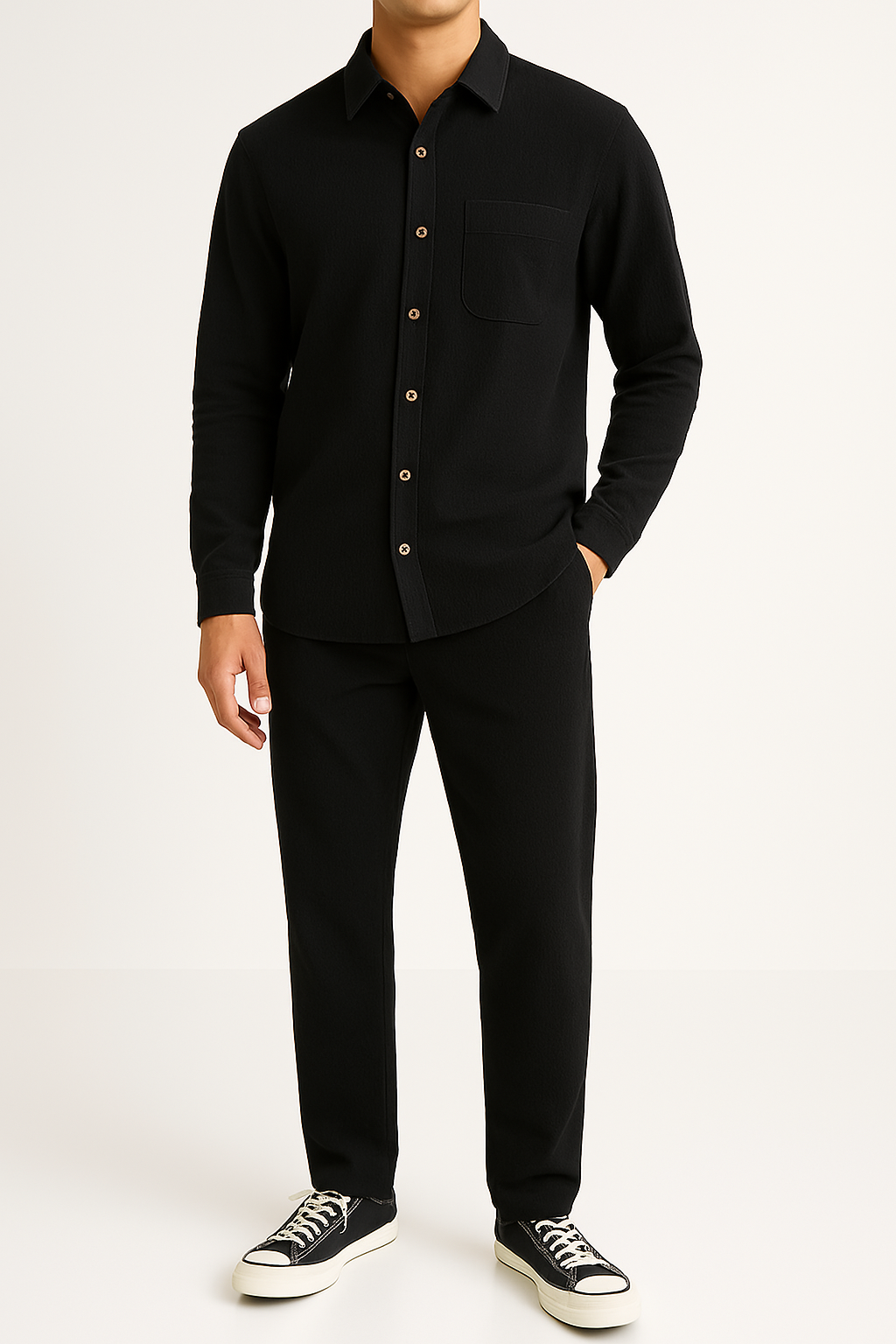 Men’s Corduroy Shirt and Pants Set – Relaxed Fit – Button-Up – Straight Leg Casual