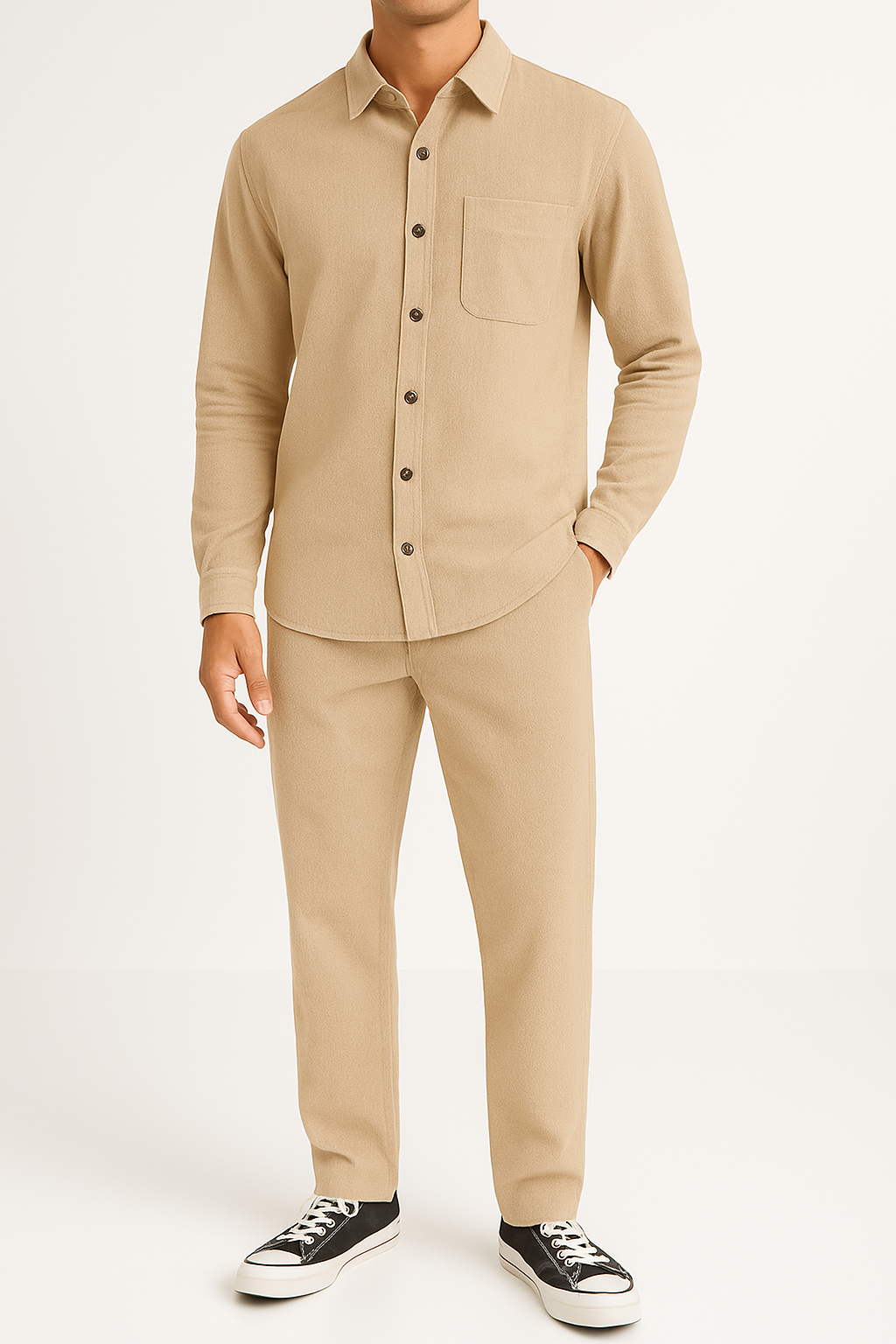 Men’s Corduroy Shirt and Pants Set – Relaxed Fit – Button-Up – Straight Leg Casual