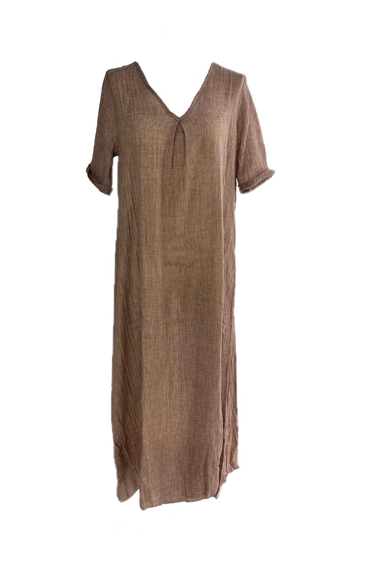 Women's Maxi Dress - Lightweight Cotton - V-Neck - Short Sleeve - Relaxed Fit