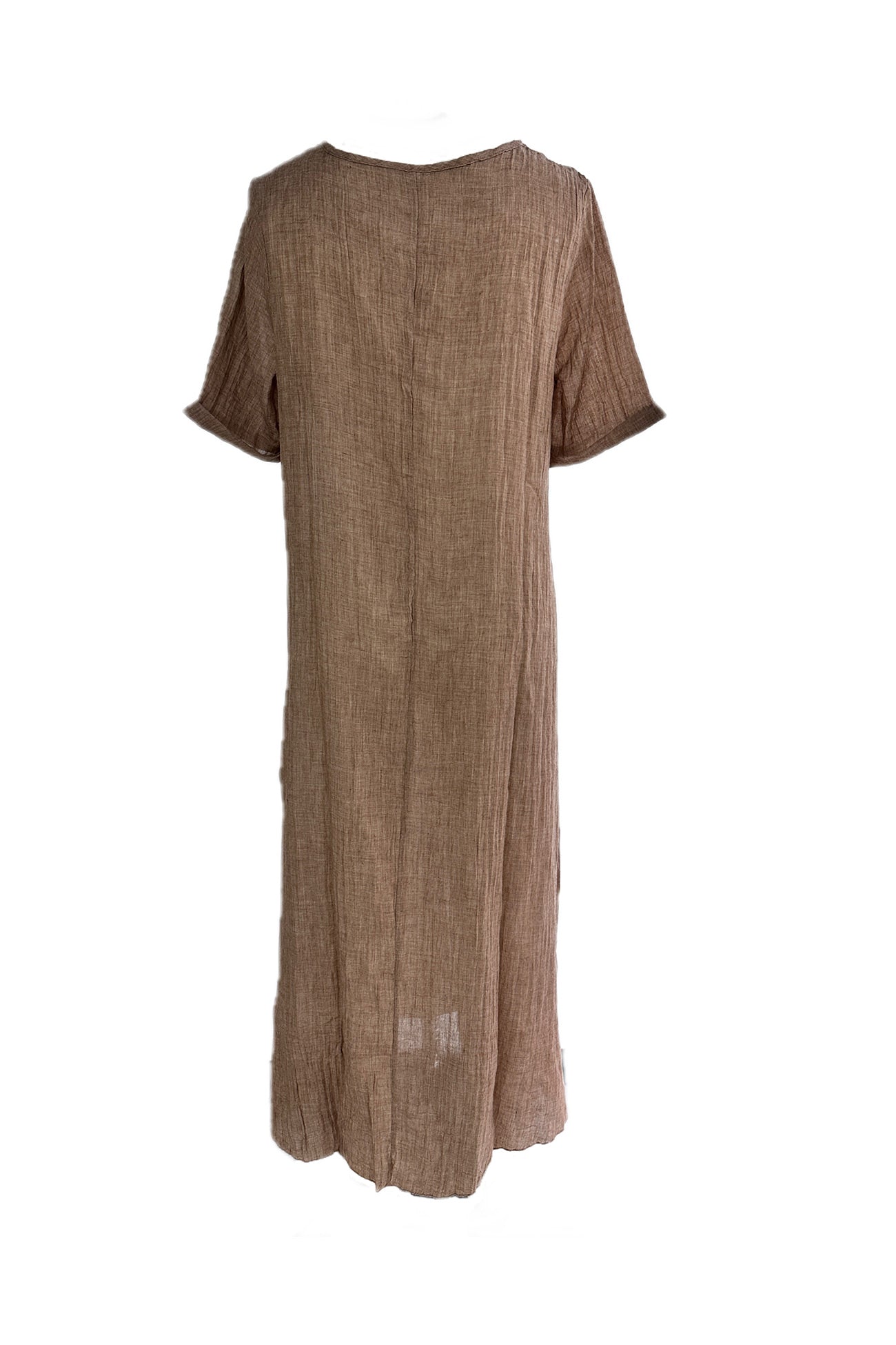 Women's Maxi Dress - Lightweight Cotton - V-Neck - Short Sleeve - Relaxed Fit