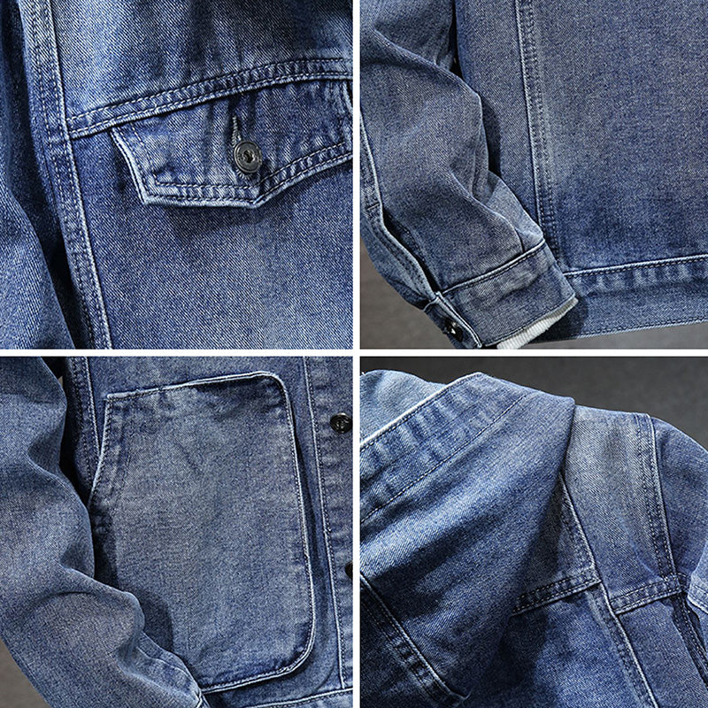 Men’s Denim Jacket – Hooded – Button Closure – Regular Fit – Casual Rugged Style