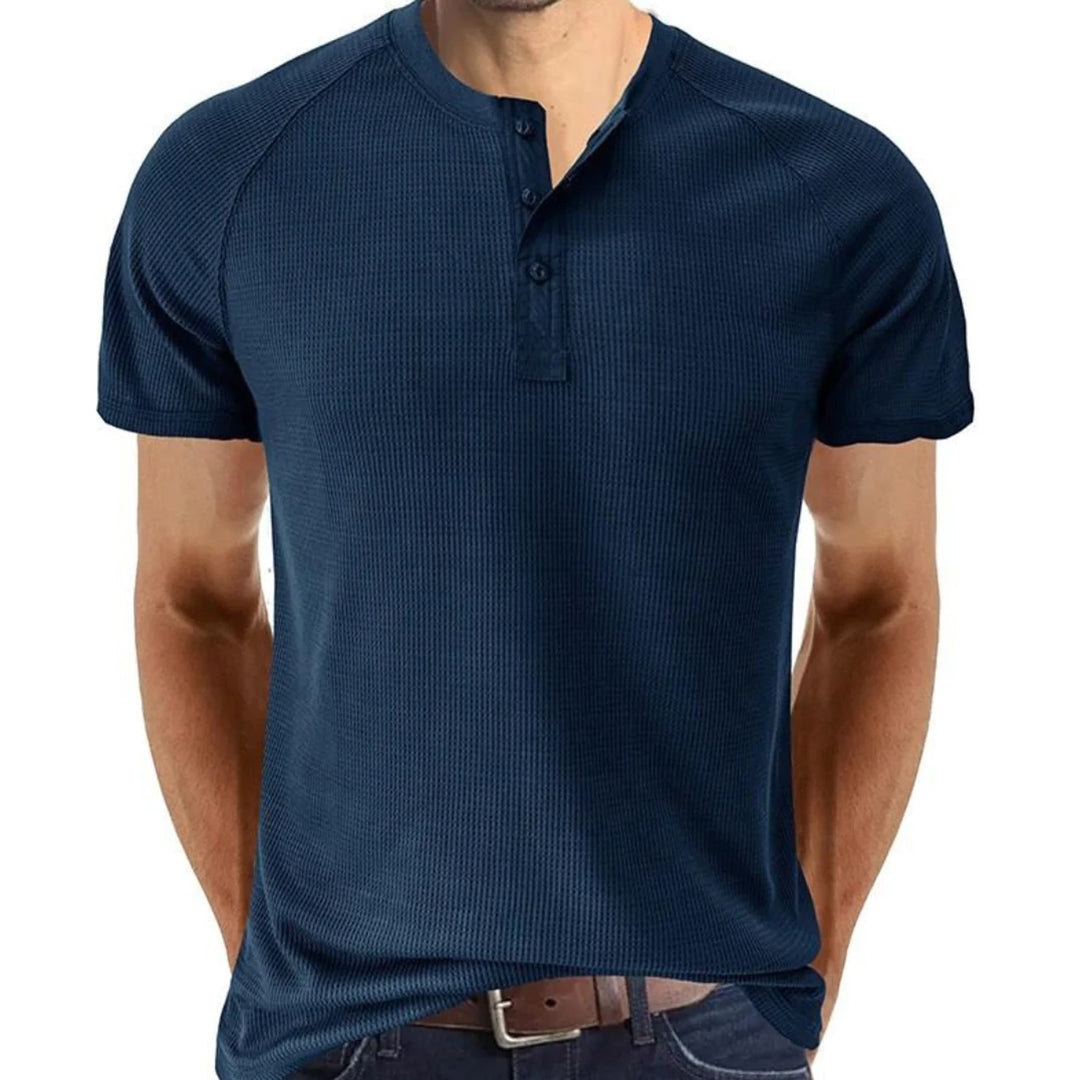 Men’s Henley Shirt – Slim Fit – Soft Knit – Short Sleeve – Breathable Casual Wear