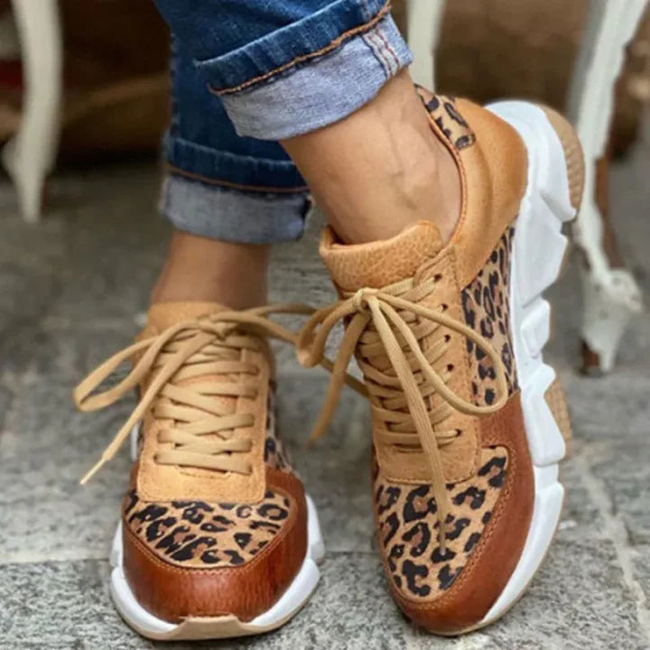 Women’s Trainers – Chunky Sole – Bold Print – Lace-Up – Cushioned Comfort