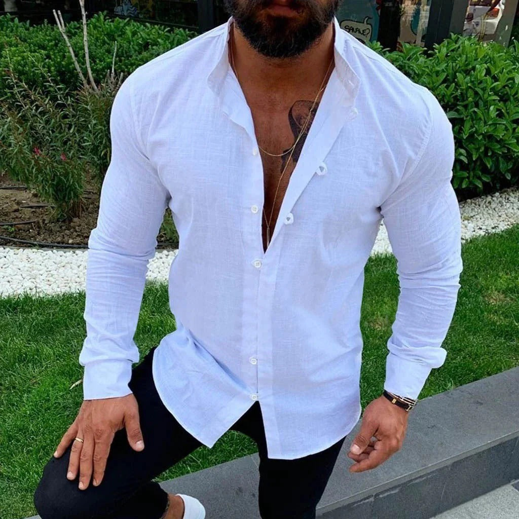 Men’s Shirt – Slim Fit – Long Sleeve – Button-Up – Natural Fibers – Casual Smart
