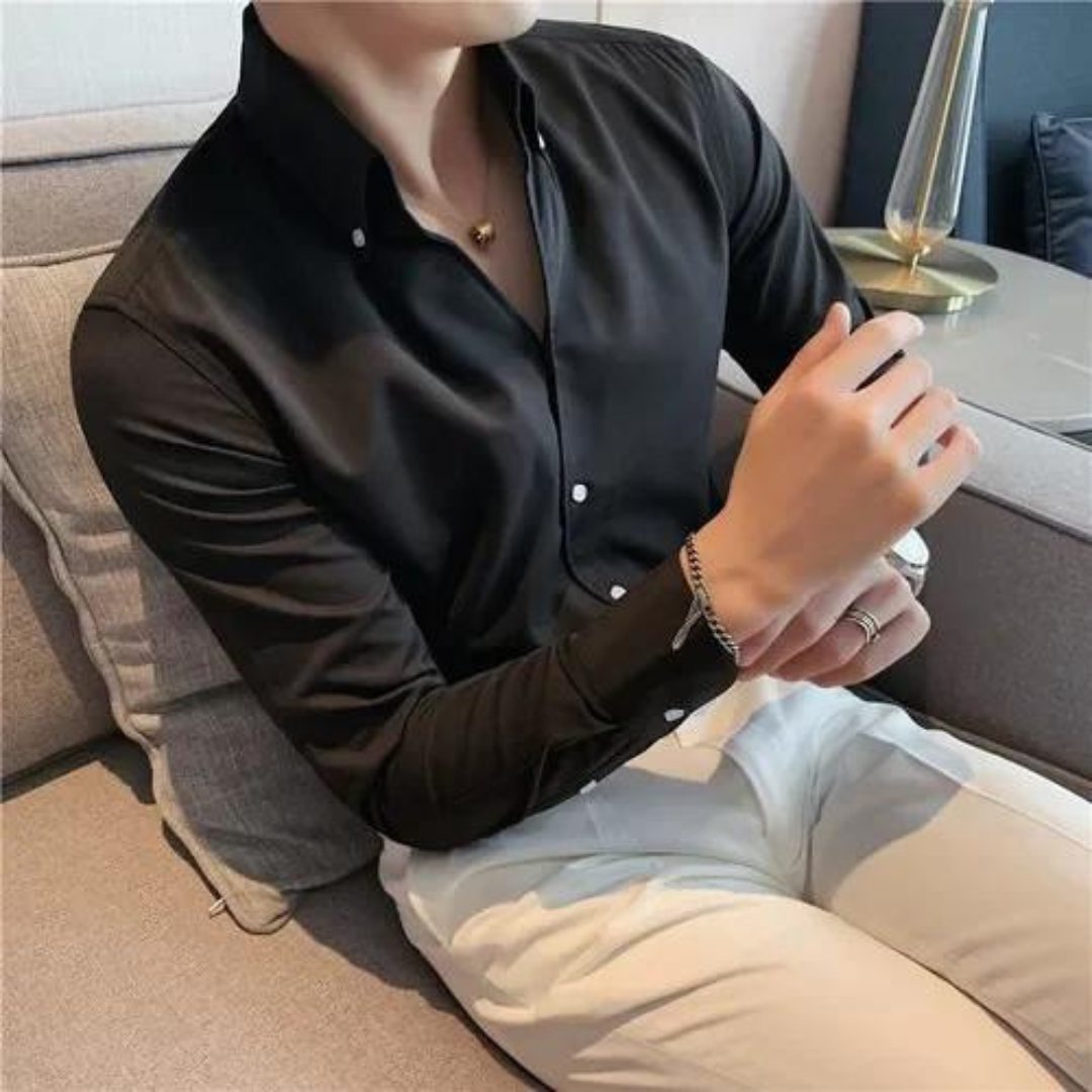 Men’s Button-Up Shirt – Slim Fit – 100% Cotton – Classic Collar Formal Wear