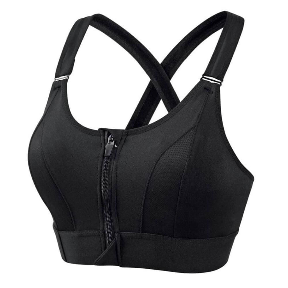 Women’s Support Bra – Longline Fit – Front Zip – Cross-Back – Breathable Blend