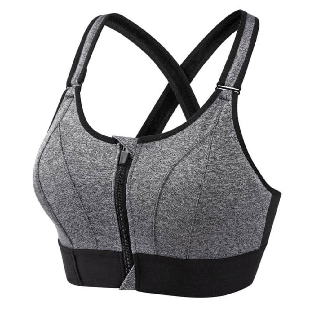Women’s Support Bra – Longline Fit – Front Zip – Cross-Back – Breathable Blend
