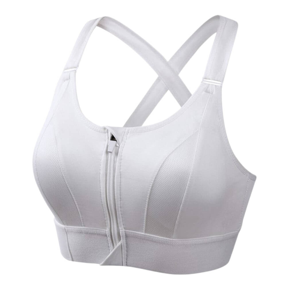 Women’s Support Bra – Longline Fit – Front Zip – Cross-Back – Breathable Blend