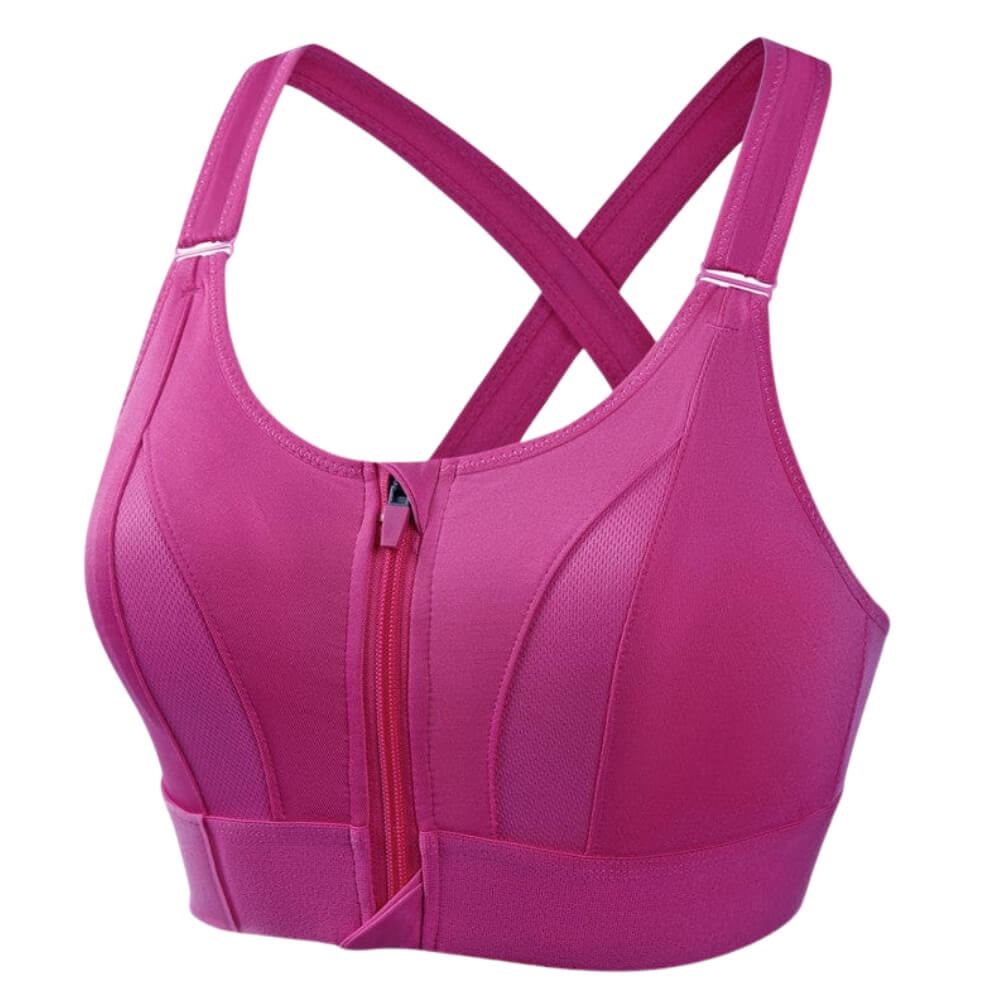 Women’s Support Bra – Longline Fit – Front Zip – Cross-Back – Breathable Blend