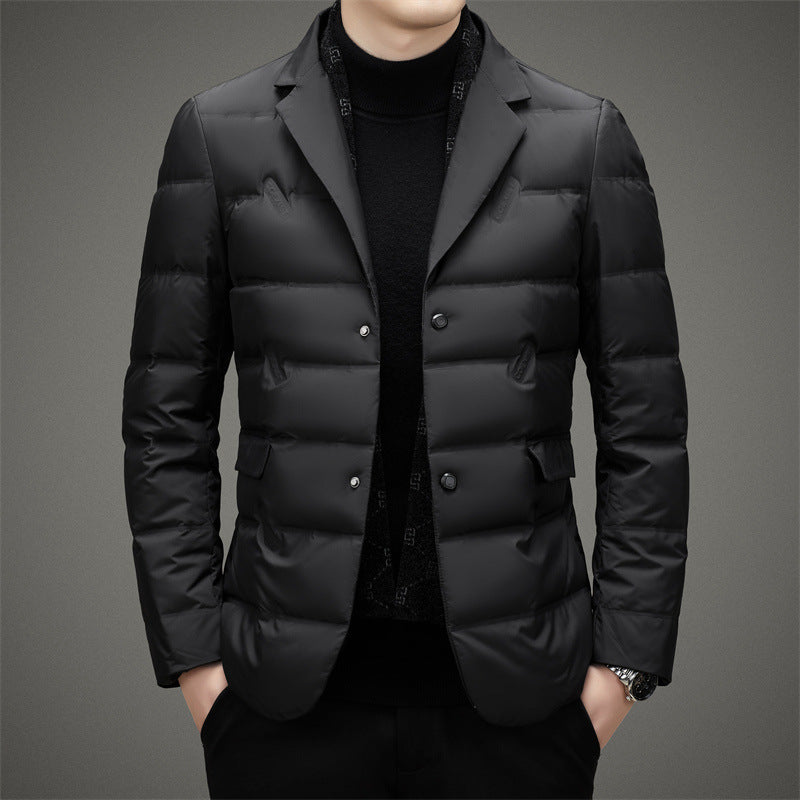 Men’s Down Jacket – Tailored Fit – Double-Breasted – Quilted Business Outerwear