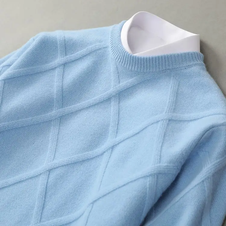Men’s Sweater – Regular Fit – Soft Knit – Ribbed Crew Neck – Textured Pattern