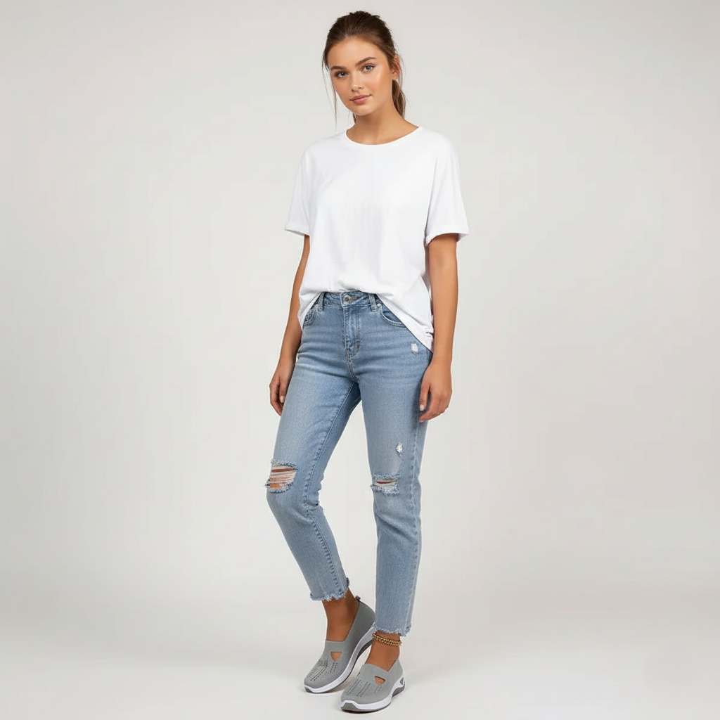 Women’s Slip-On Shoes - Knitted Textile - Orthopedic Support - Non-Slip Sole