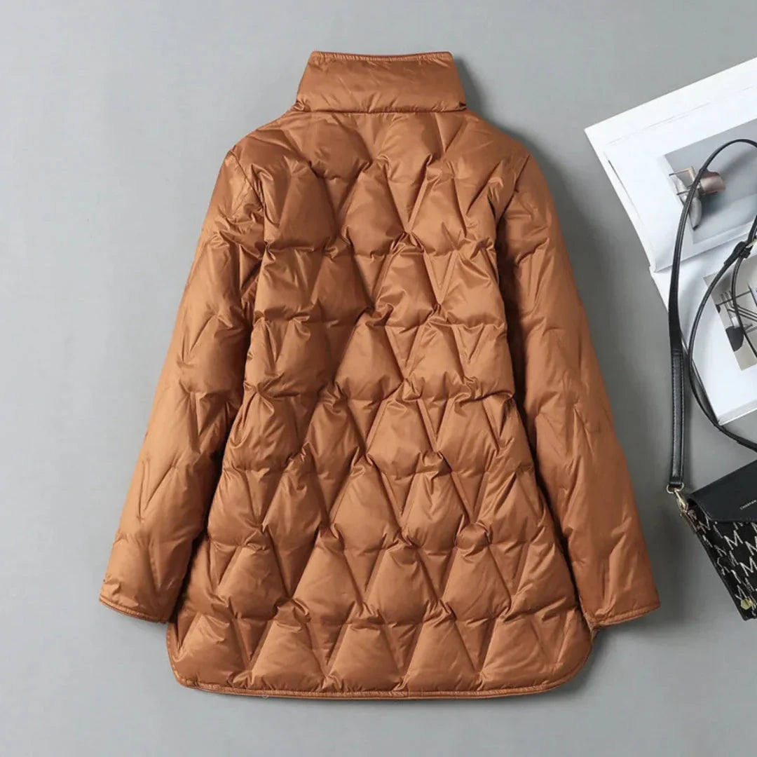 Isla Quilted Down Jacket | Relaxed Fit Stand Collar Jacket