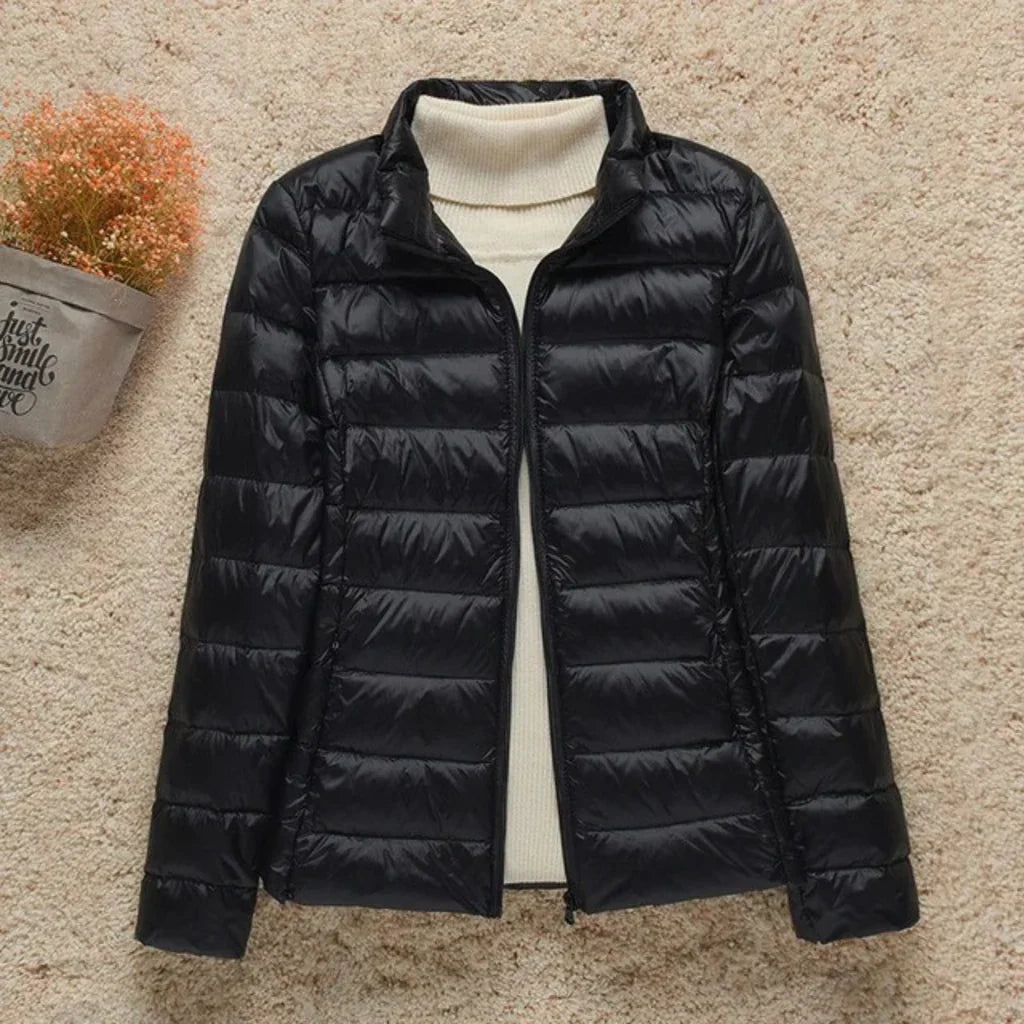 Women’s Quilted Jacket – Regular Fit – Lightweight Padded – Zip Front – Hip Length