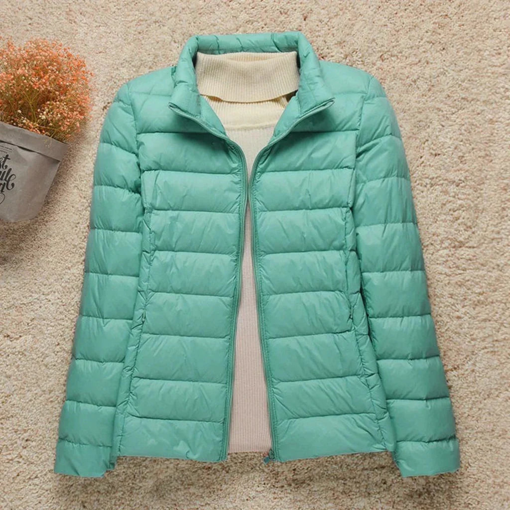 Women’s Quilted Jacket – Regular Fit – Lightweight Padded – Zip Front – Hip Length