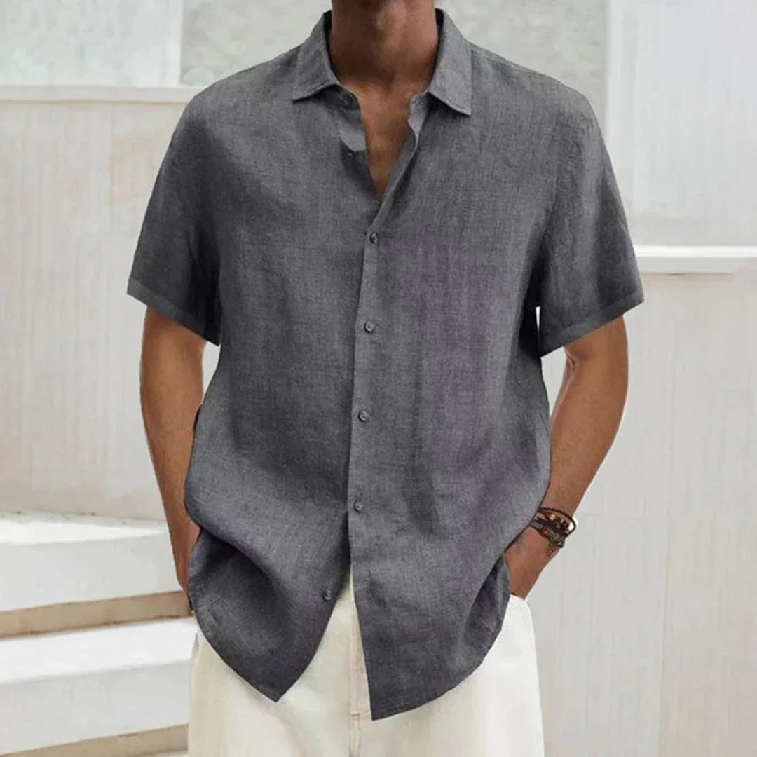 Men’s Button-Up Shirt – Relaxed Fit – Short Sleeve – Breathable Blend – Casual Wear