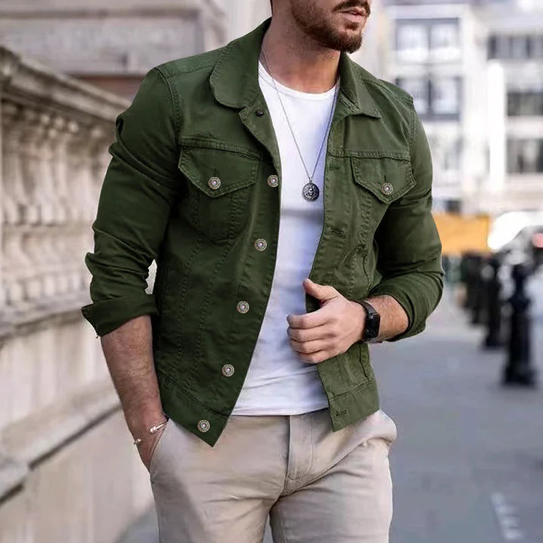 Men’s Jacket – Slim Fit – Breathable Blend – Button-Up – Chest Pocket Detailing