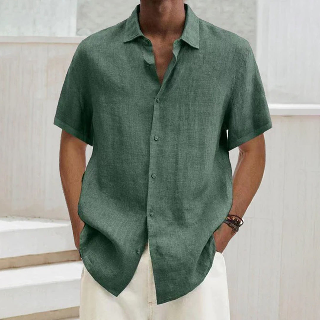 Men’s Short Sleeve Shirt – Relaxed Fit – Breathable Blend – Button Down Casual Style