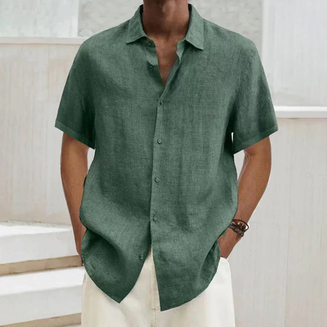 Men’s Button-Up Shirt – Relaxed Fit – Short Sleeve – Breathable Blend – Casual Wear