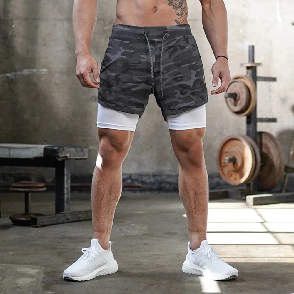 Men’s Running Shorts – Slim Fit – Two-in-One Compression Layer – Breathable Stretch Fabric