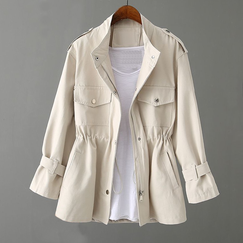 Women’s Trench Coat – Structured Fit – Zipper Front – Utility Style – Breathable Blend