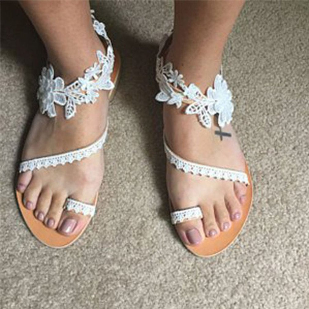 Women’s Slippers – Open Toe – Lace Ankle Strap – Toe Loop – Breathable Soft Fit