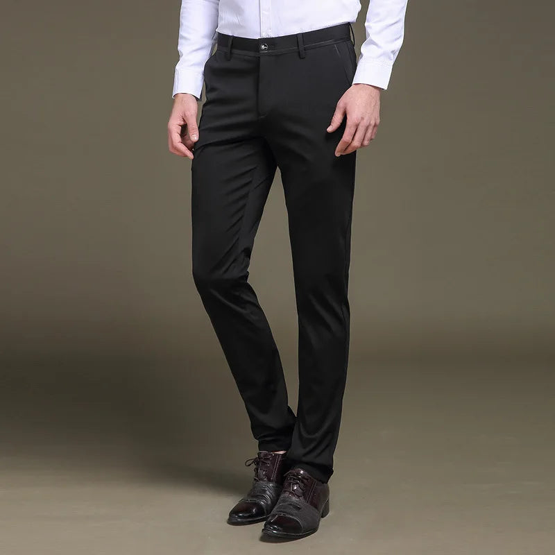 Men’s Formal Trousers – Slim Fit – Stretch Fabric – Flat Front Tailored Style