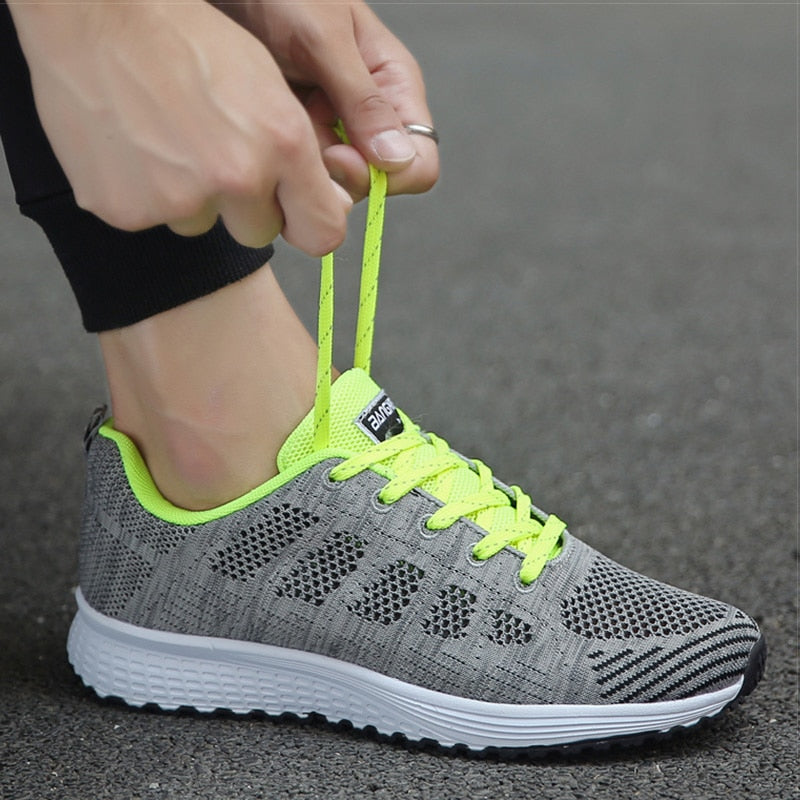 Women’s Sneakers – Breathable Mesh – Snug Fit – Lace-Up Low-Top – Casual Athletic Style