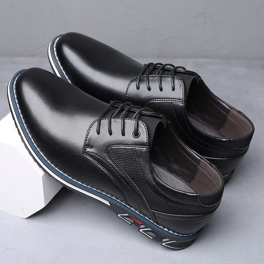 Men’s Shoe - Faux Leather - Low-Top Lace-Up Derby - Embossed Texture