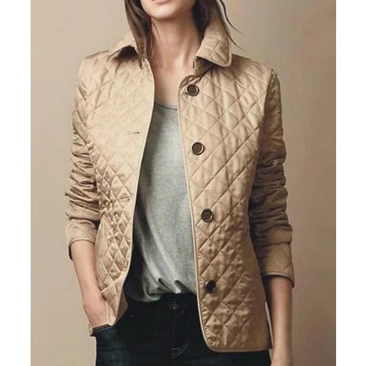 Women’s Quilted Coat – Lightweight – Tailored Fit – Button Front – Hip Length
